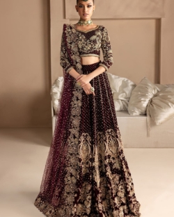 Royal Maroon Lehenga Choli Indian Bridal Dress