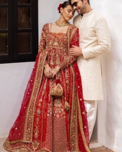 Royal Red Bridal Anarkali Frock Lehenga Wedding outfit