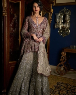 Ruby Silver Indian Bridal Sharara Dress