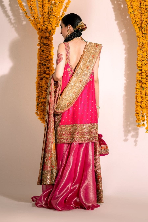 Shocking Pink Sharara Kameez Pakistani Wedding - Image 2