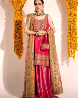 Shocking Pink Sharara Kameez Pakistani Wedding