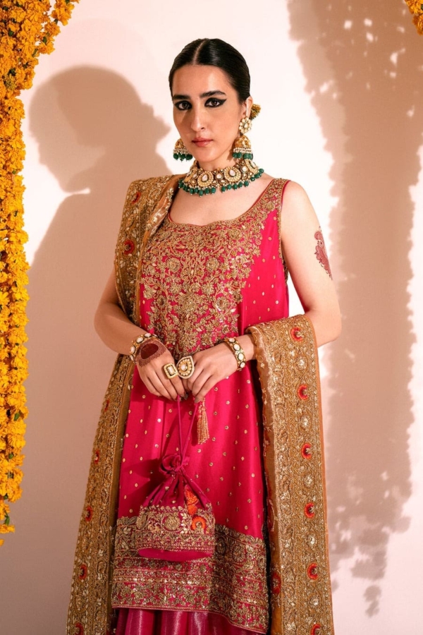 Shocking Pink Sharara Kameez Pakistani Wedding - Image 3
