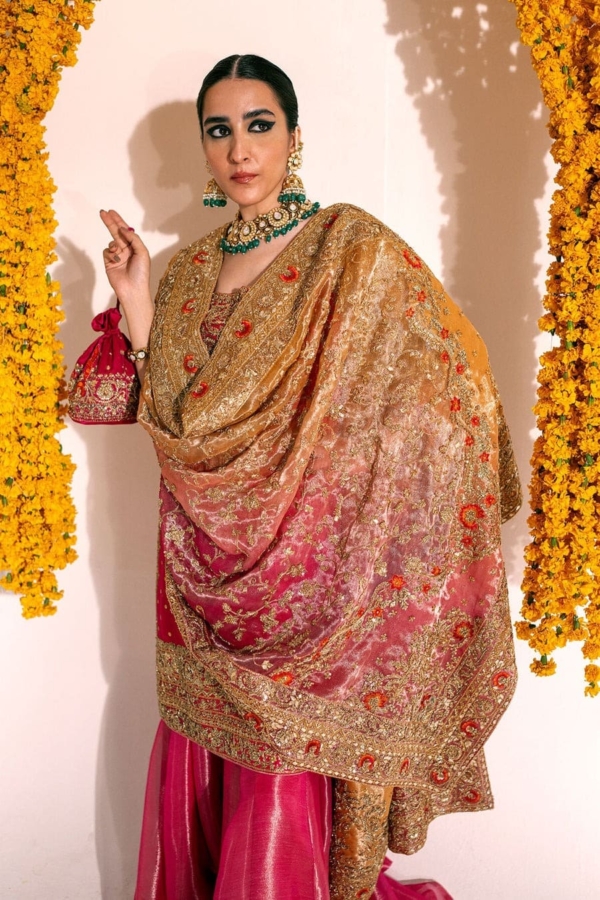 Shocking Pink Sharara Kameez Pakistani Wedding - Image 4