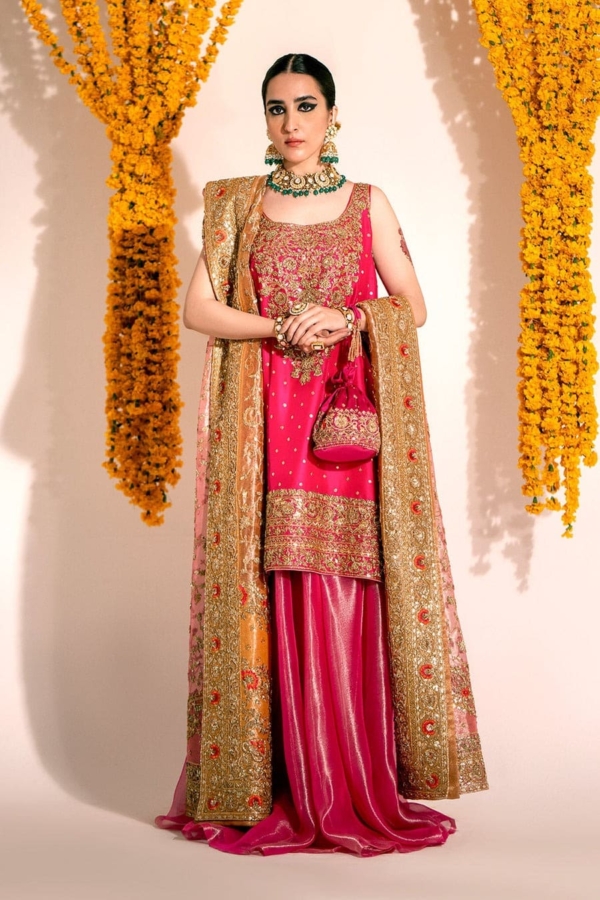 Shocking Pink Sharara Kameez Pakistani Wedding