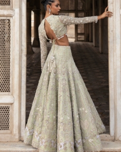 Stylish Pistachio Green Bridal Lehenga Choli