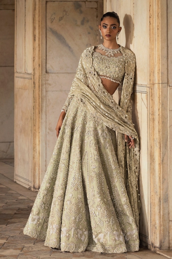 Stylish Pistachio Green Bridal Lehenga Choli