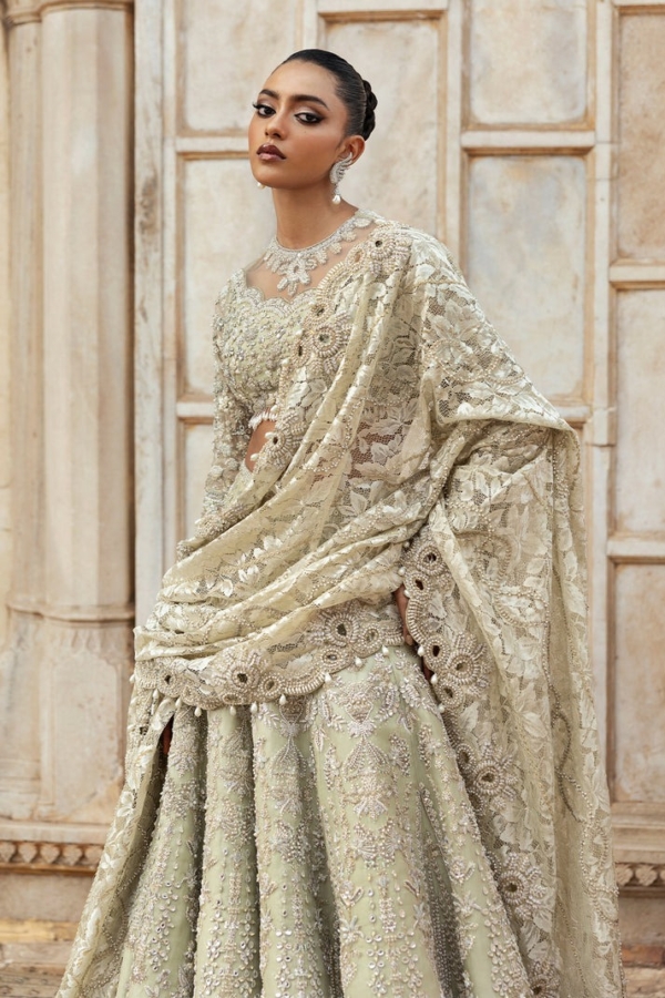 Stylish Pistachio Green Bridal Lehenga Choli