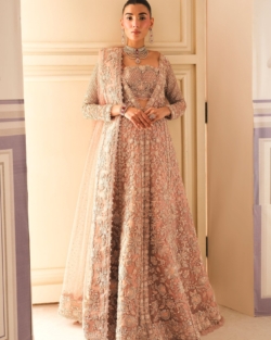 Tea Pink Gown Lehenga Style Pakistani Bridal Wear