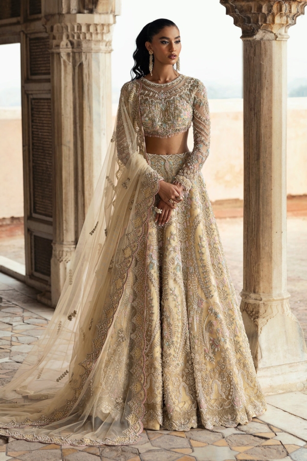 Traditional Bridal Lehenga Choli in Soft-Yellow