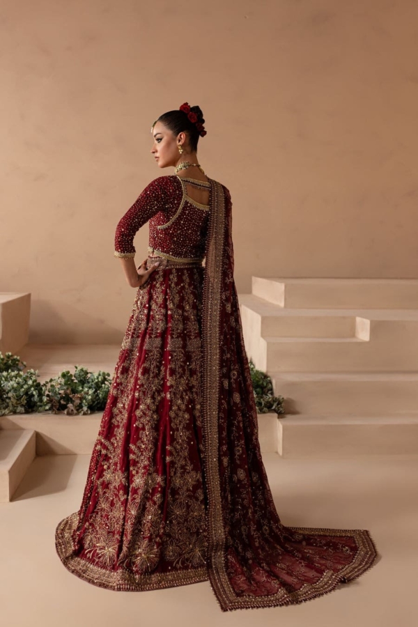 Traditional Bridal Red Anari Choli Lehenga - Image 2