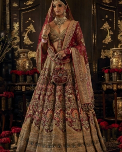 Traditional Deep Ruby Lehenga Choli Indian Bridal Dress