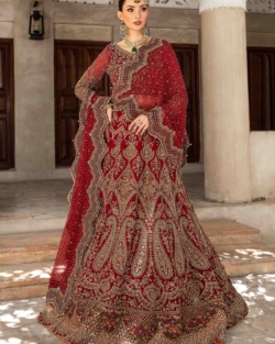 Traditional Pakistani Bridal Wear Red Lehenga Choli