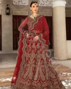 Traditional Pakistani Bridal Wear Red Lehenga Choli