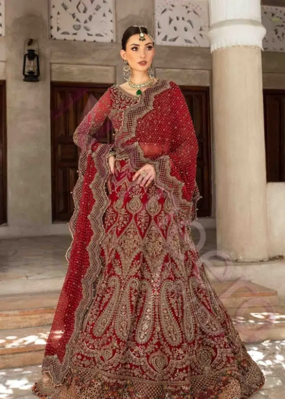 Traditional Pakistani Bridal Wear Red Lehenga Choli