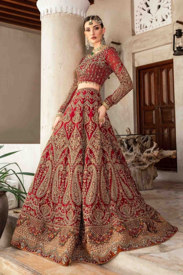 Traditional Pakistani Bridal Wear Red Lehenga Choli