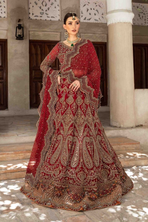 Traditional Pakistani Bridal Wear Red Lehenga Choli