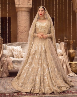 Gold Lehenga Choli Pakistani Bridal Dress