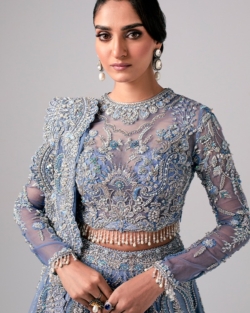 Pakistani Bridal Sky Blue Lehenga Choli