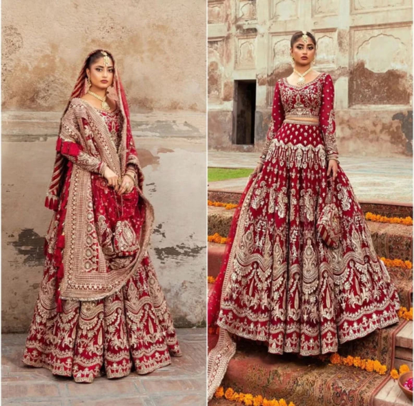 Red Lehenga Choli Indian Wedding Dress - Image 2