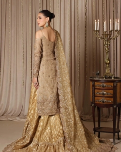 Indian Bridal Gold Long Shirt Gharara