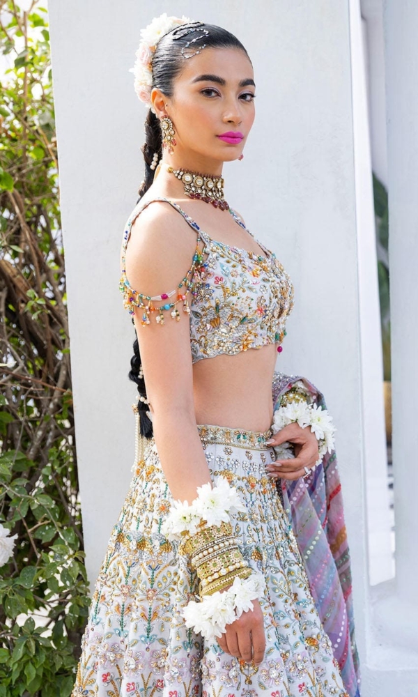 Indian Bridal White Multi Lehenga Choli