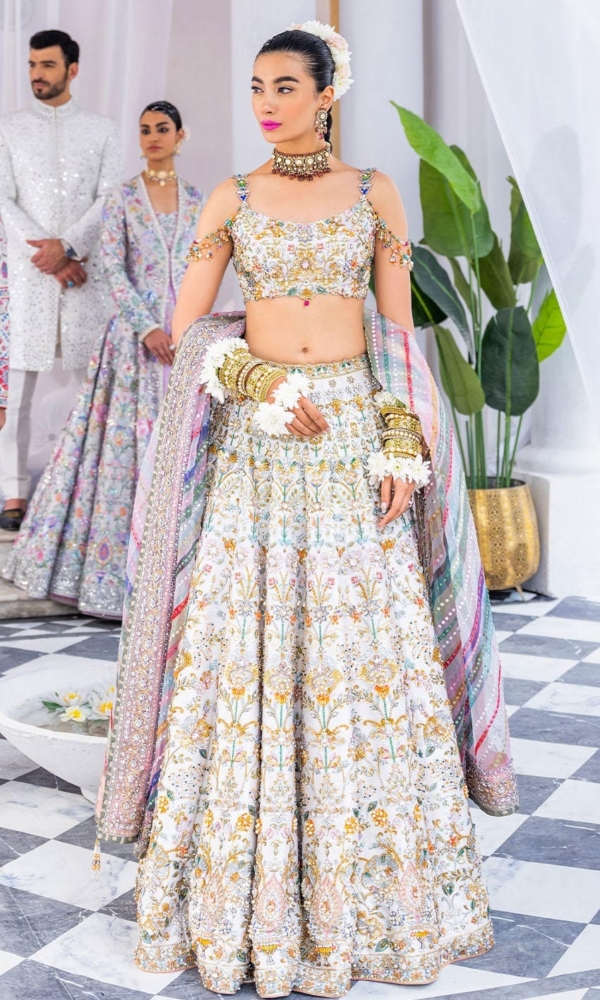 Indian Bridal White Multi Lehenga Choli