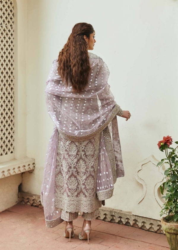 Lilac Kameez Trousers Pakistani Wedding Dress - Image 2