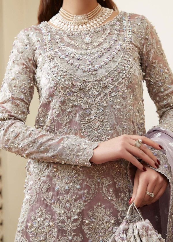 Lilac Kameez Trousers Pakistani Wedding Dress - Image 5