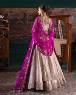 Pakistani Bridal Lehenga Gown In Pink