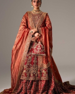 Pakistani Bridal Red Kameez and Gharara