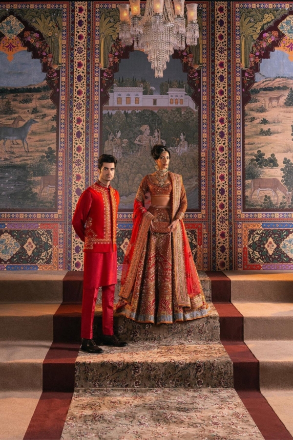 Latest Pakistani Bridal Rust Lehenga Choli - Image 2