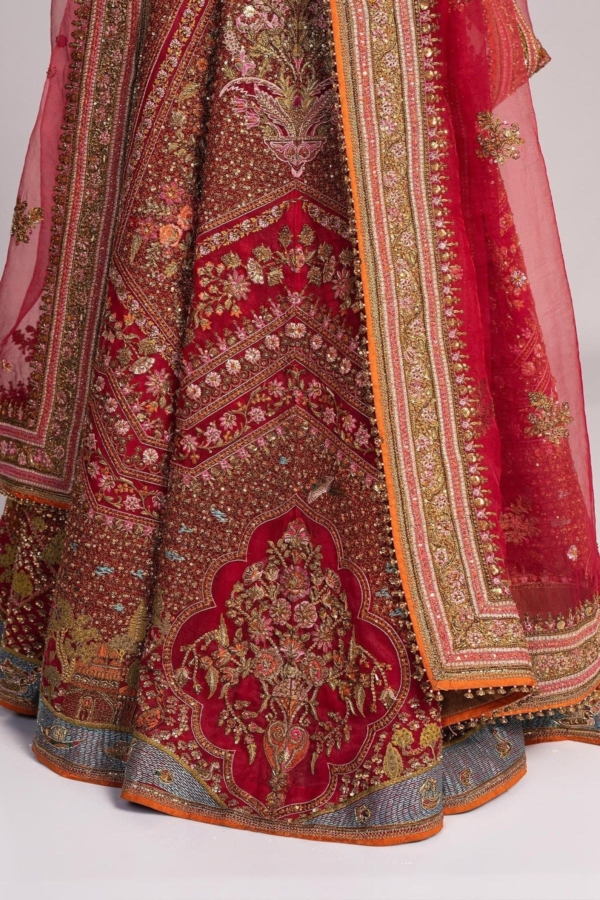 Latest Pakistani Bridal Rust Lehenga Choli - Image 4