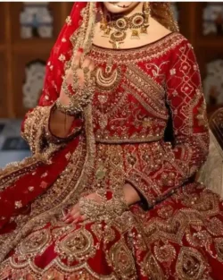 Pakistani Bridal Red Lehenga Choli Outfit