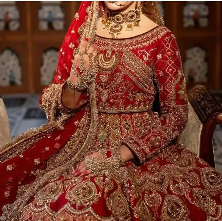 Pakistani Bridal Red Lehenga Choli Outfit