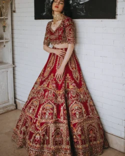 Deep Pink Pakistani Bridal Lehnga Choli Set