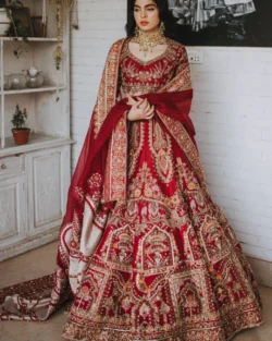 Deep Pink Pakistani Bridal Lehnga Choli Set