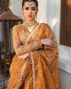 Dhoop Kinaray Pakistani Bridal Organza Dress in Marigold Yellow