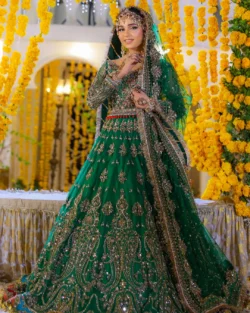 Green Hand-Embellished Pakistani Peshwas Set Wedding & Festive Outfit