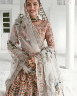 Light Pink Pakistani Bridal Lehnga Choli Set