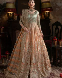 Pakistani Bridal Embroidered Net Dress with Handmade Embellishments