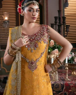 Pakistani Bridal Embroidered Net Outfit with Handmade Embellishments