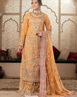 Pakistani Bridal Embroidered Net Suit with Hand Embellishments