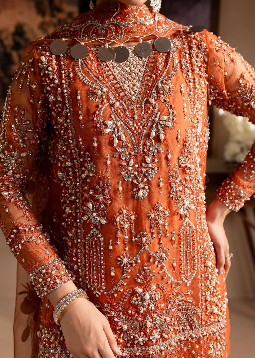 Pakistani Bridal Embroidered Shirt & Pants Set - Image 4