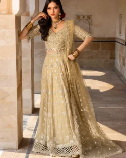 Pakistani Bridal Lehnga Choli  Beige Embroidered Rangrasiya