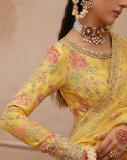 Pakistani Bridal Pishwas Set – Zest Yellow with Embellishments