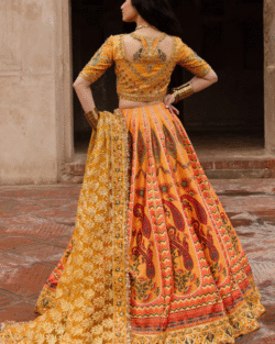 Pakistani Bridal Yellow Lehnga Choli Set for Mehndi & Weddings