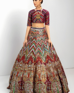 Plum Pakistani Bridal Lehnga Choli with Jacket