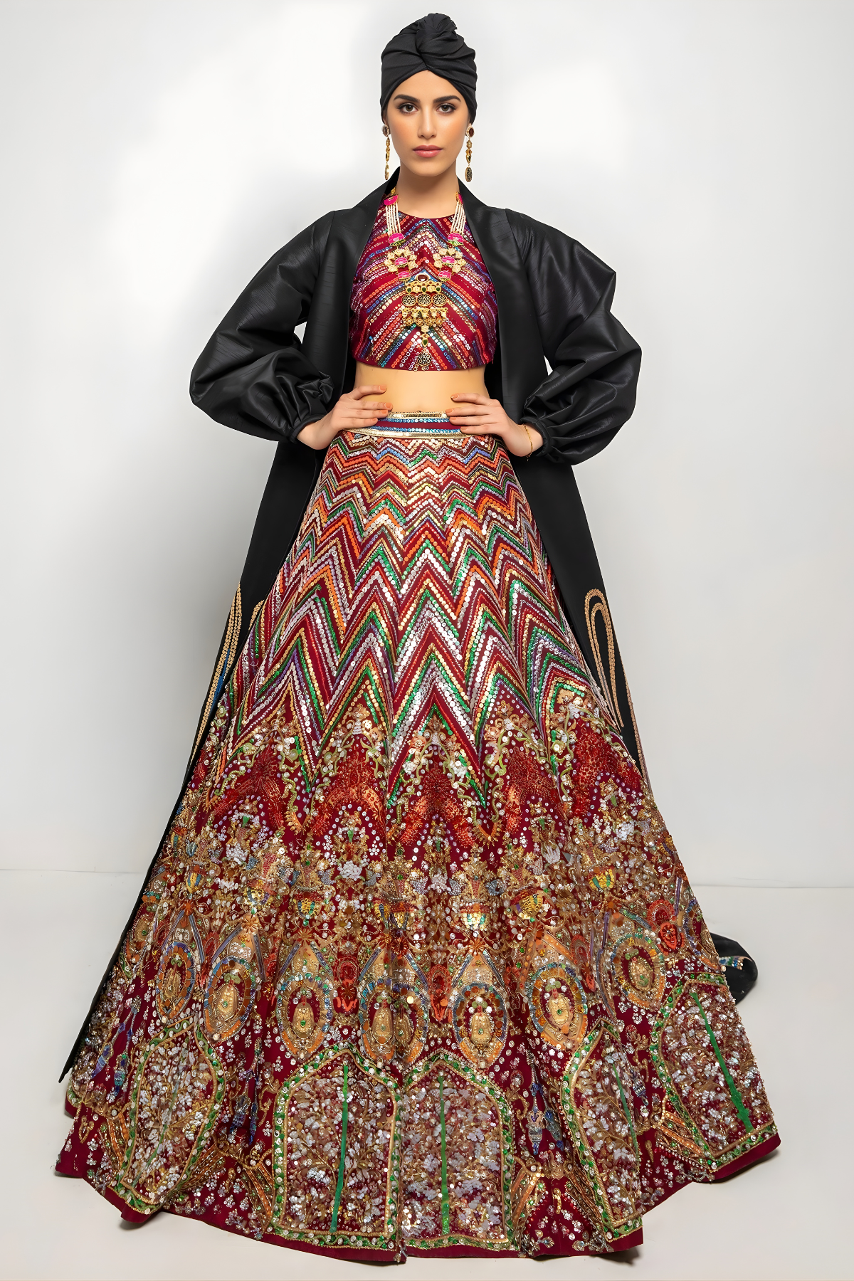 Plum Pakistani Bridal Lehnga Choli with Jacket - Image 4