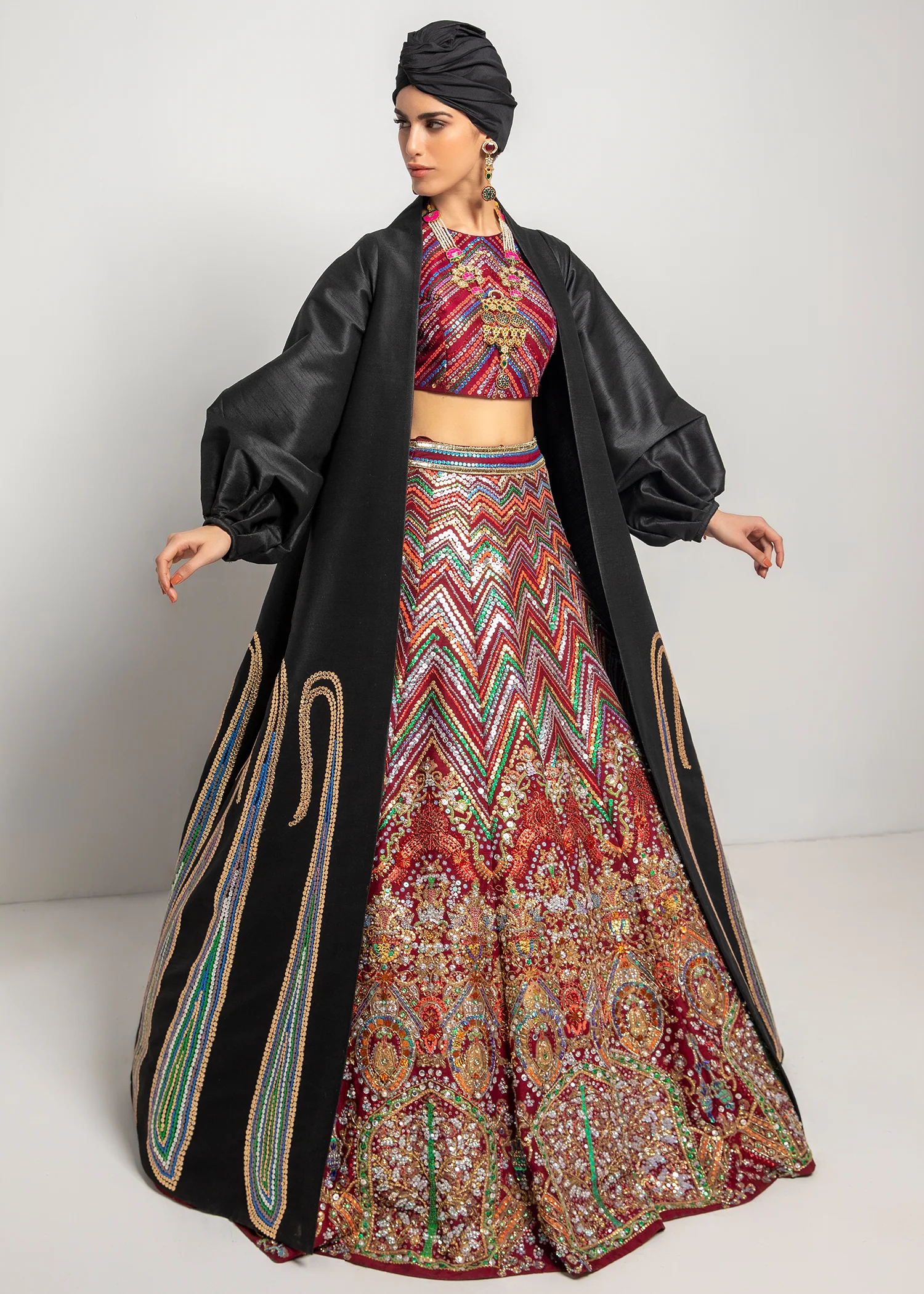 Plum Pakistani Bridal Lehnga Choli with Jacket - Image 2